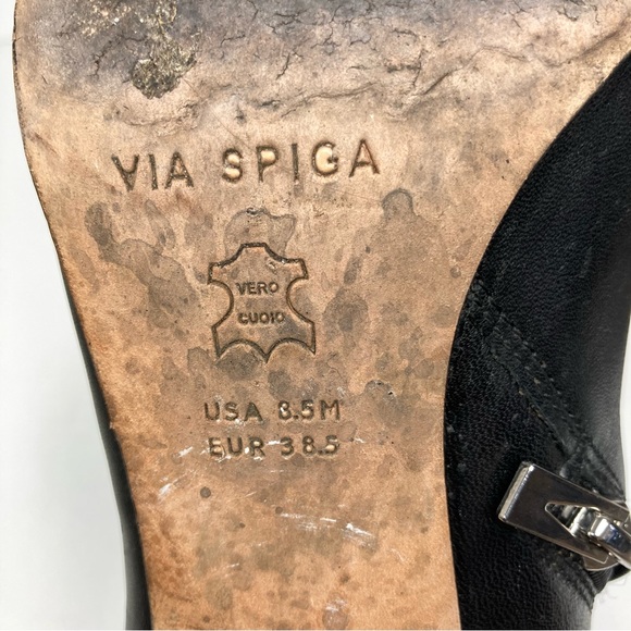 Via Spiga Black Leather Upper Ankle Boots Heeled 2.5" Size 8.5 Zip Closure - Picture 16 of 16